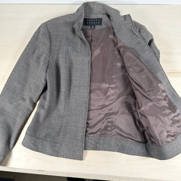 Finity Studio Wool Blend Jacket Women's 10 Brown tweed Pristine! - Picture 5 of 9